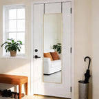 DUMOS 47x14 Inch Full Length Mirror Over the Door, Wall Mounted Full Body Mirror, Door Hanging Metal Aluminum Alloy Frame Dressing Mirrors for Bedroom, Living Room, Entryway, Gold
