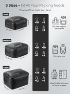 Vacuum Bags for Travel with Wireless Pump, 180° Open Zipper, IP67 Waterproof, Reusable Space Saver Compression Bags for Backpack, Suitcase, Home Storage(1 Pack + Pump)