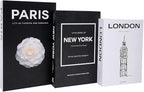 3 PCS Faux Decorative Books for Home Decor-Coffee Table Books Decor-Aesthetic Fake/Faux Books for Decoration,libros Decoration for Coffee Table, Shelf Accessories (3-Mix-Paris Newyork London)