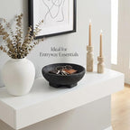 FESTGLOX Black Decorative Bowls, Large Pedestal Fruit Bowl for Kitchen Counter, Resin Key Bowl for Entryway Table, 9 Inch Modern Candy Bowl for Coffee Table Centerpiece