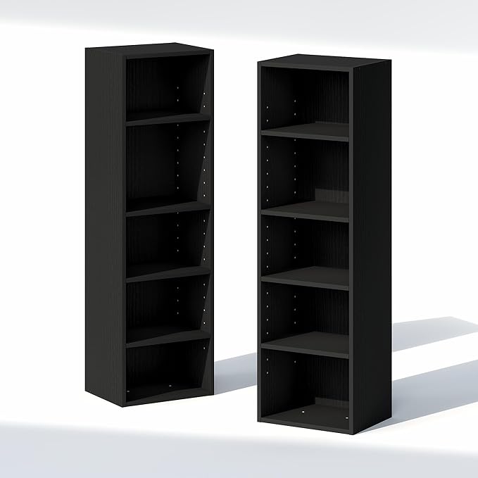 Furinno PASIR 10-Tier Closet Organizers and Storage, Open Shelf, Storage Organizer, 12-Inch Width, for Closet, Bedroom, Blackwood