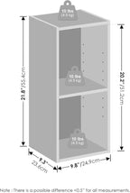 Furinno Reed 2-Tier Closet Organizers and Storage, Closet Organizer, Open Shelf Closet Storage, for Wardrobe, Bedroom, Living Room, 10-Inch Width, White