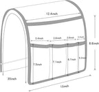 Non-slip Couch Organizer Armchair Caddy, Oxford TV Remote Control Holder Bedside Caddy with 5 Pockets for Key Glasses Phone Magazine Holders.