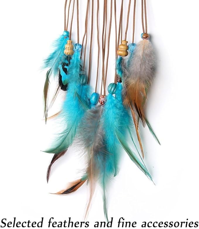 MEXIDAWN DIY Feather Dream Catcher Kits Turquoise Wall Hanging Boho Decor Handmade Dream Catcher for Adults，Round