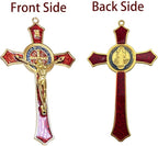 Bovemee Saint Benedict Benedictine Red Enamel 4.7X2.7 Inch Protection Wall Crucifix Cross Catholic San Benito Medalla Prayer Decoration