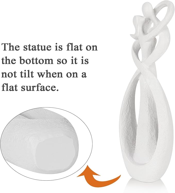 Trycooling Kissing Lovers Statue Abstract Sculpture Resin Statues for Home Decor Modern Home Office Desktop Shelf Bookshelf Decor (White, Large)
