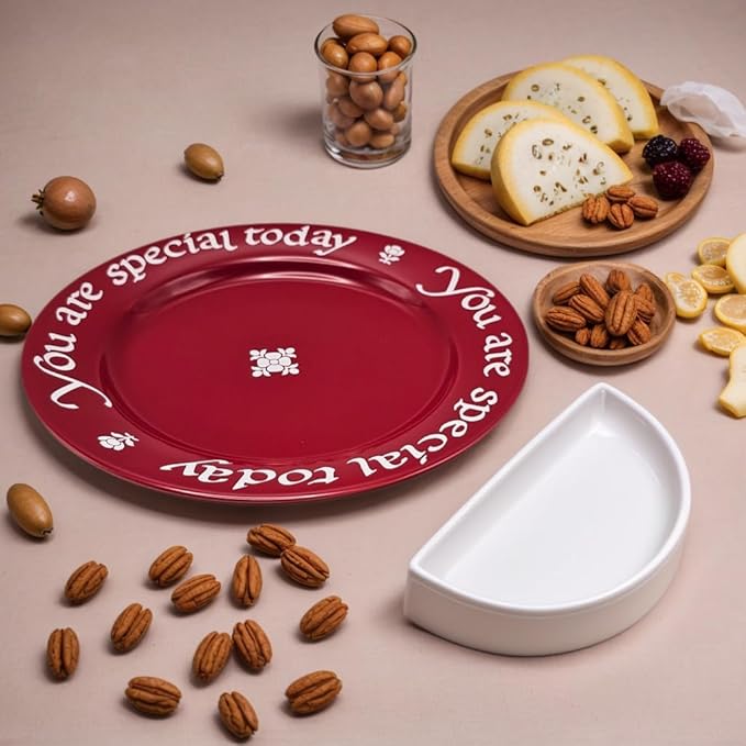 You Are Special Today Red Plate – 10.6" Ceramic Celebration Plates for Birthdays, Weddings, Anniversaries, Baby Showers, Graduations, Milestones, and Other Special Days (Red Plate)