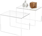 Sezanrpt Acrylic Shelf Riser 8x5.9x6 pack of 2, Large Acrylic Risers for Desserts, Cupcake, Toys, Collectibles, Merchandises, 8x5.9x6 Inch