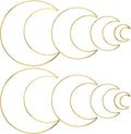 8Pcs Gold Macrame Dream Catcher Rings Metal Hoops DIY Floral Macrame Hoop for Wall Hanging Crafts 4 Size Wreath Ring for Wedding Wreath Decor (Moon)