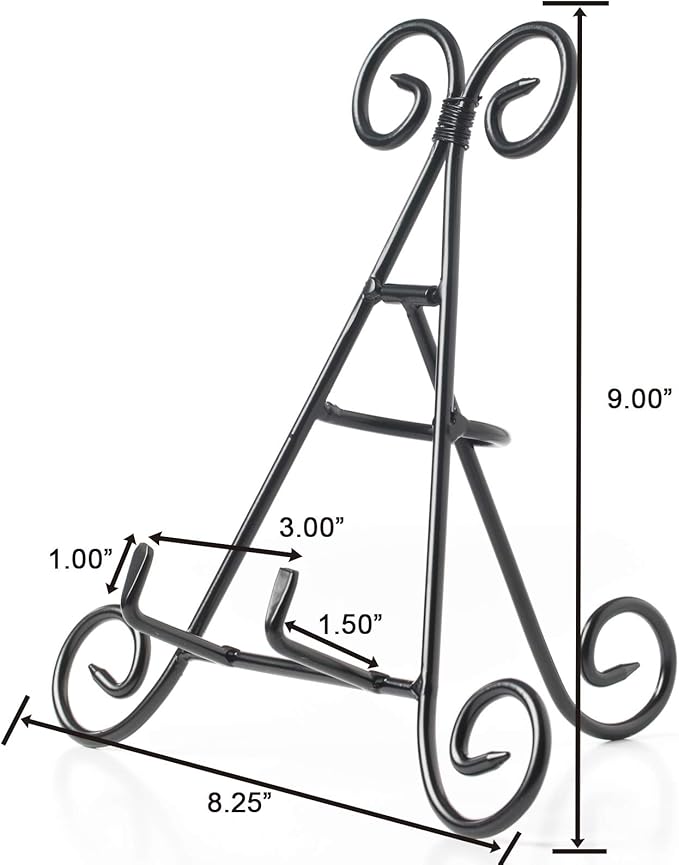 HUJI Sturdy Iron Display Stand Holder for Home Kitchen Decoration Platters, Pictures, Frames and Books. (3, 9")