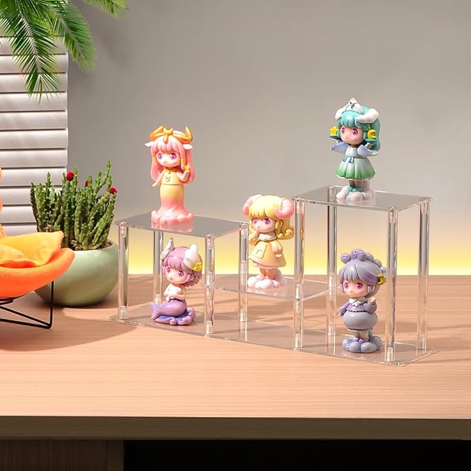 Clear Action Figures Display Risers Stand Shelf, Acrylic Perfumes Stands 3 Tier Display for Collectibles Pop Figurine,Cupcake Stand Perfume Organizer
