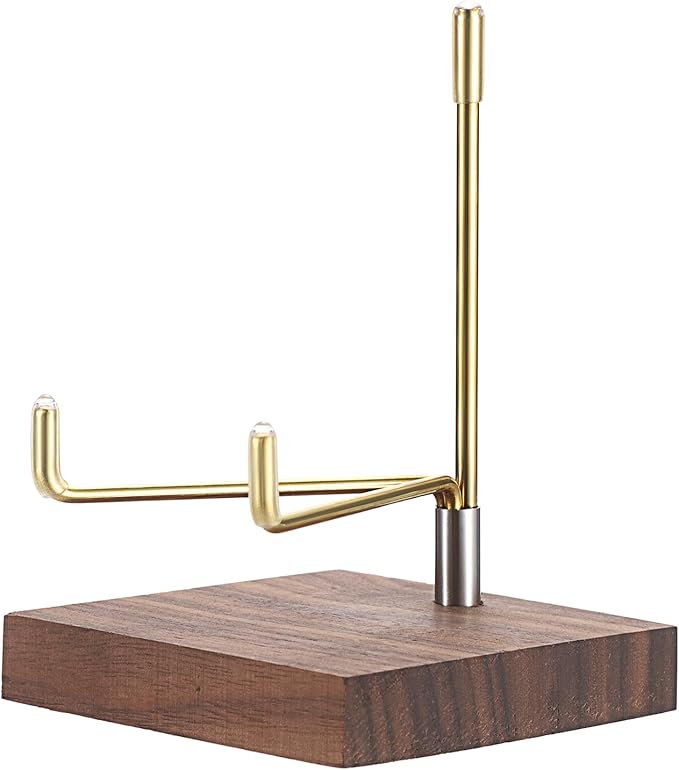 Hipiwe Adjustable Metal Arms Display Stand Easel with Wooden Base - Rocks Crystal Display Easel Holder for Mineral Agate, Gemstones, Fossils, Coral Geodes, Plate and Photo,3.1"x3.1"x4.6"