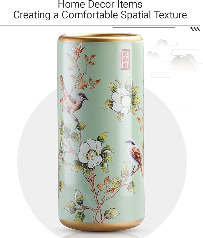 Commercial Ceramic Vintage Umbrella Stand Hand-appliqué Chinese Large capacity Umbrella Holder Organizer Umbrellas Storage Bucket for Entryway(B)