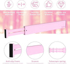 ANTOWIN Expandable Bamboo Drawer Dividers Organizers, Drawer Separators Splitter, 17-22 inches Long Adjustable Spring-loaded Organizer for Large Utensil, Clothes, Tools(Pink)