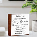 Inspirational House to live in Farmhouse, Entryway Decor Wooden Box, Always Remember You are Braver Than You Think Rustic Wood Block Plaque Box Sign for Family Friends Shelf Table Decoration. （white）