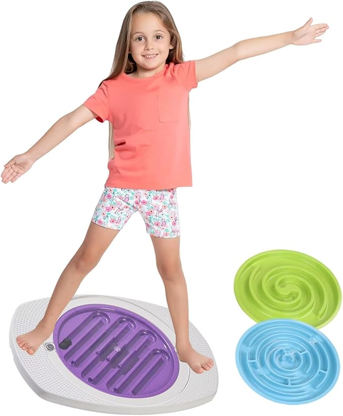 Balance Board for Kids, 20 inch Balance Board Maze with 2 Balls, 3 Replacement Labyrinth Boards, Toddler Wobble Boards for Sensory Training, Non-Slip Pedals, Max Load 130 Lbs