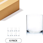 WGV Cylinder Vase Bulk, Width 7", Height 7", Clear Wide Large Diameter Flower Glassware, Floral Container, Planter Terrarium for Wedding Party Event, Home Accent Decor, 6 Pieces