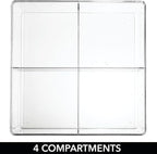 mDesign Plastic 4 Compartment Divided Drawer and Closet Storage Bin - Organizer for Scarves, Socks, Ties Bras, and Underwear - Dress Drawer Organizer, Shelf Organization - 2 Pack - Clear