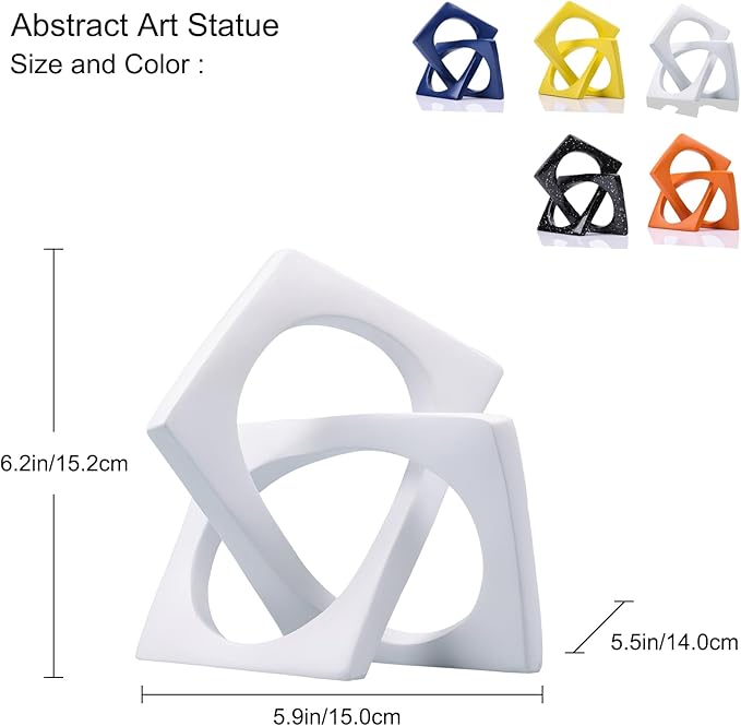Modern Geometric Sculpture White Knot Statue Decor, Home Bookcase Centerpiece Jax Decorative, Tabletop Sculpture and Figurines, for Home Decor Accent Cube Ornaments