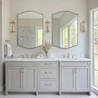 ANDY STAR Brushed Nickel Mirror, 24"x36" Silver Scalloped Wall Mirror for Bathroom, Curved Edge Design with SUS304 Stainless Steel Metal Frame, Ideal for Bathroom, Bedroom, Entryway