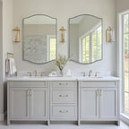 ANDY STAR Chrome Bathroom Mirror, 24"x36" Scalloped Wall Mirror in Stainless Steel Metal Frame, Unique Vanity Mirror with Modern Curved Edge Design, Ideal for Bathroom, Bedroom, Entryway