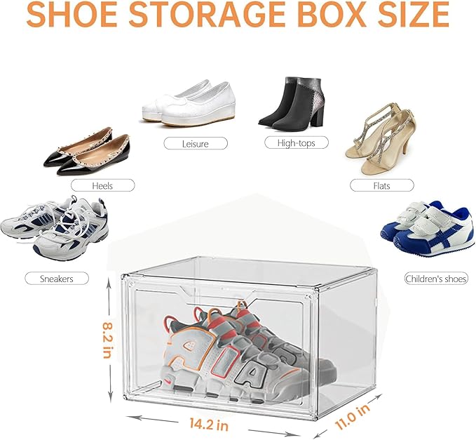 Magnetic Acrylic Clear Shoe Boxes – 360° Transparent Stackable Sneaker Storage & Organizer Box, Professional Shoe Display Case & Multipurpose Storage Bin for Closet (10pcs)