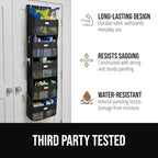 GORILLA GRIP Over The Door Organizer Storage, 5 Deep Hanging Shelves, Holds 50lbs, Closet Organizers Shelf for Bedroom, Shoes, Bathroom, Nursery, Dorm Essentials, 3 Metal Hooks, 58x15 Inches, Black
