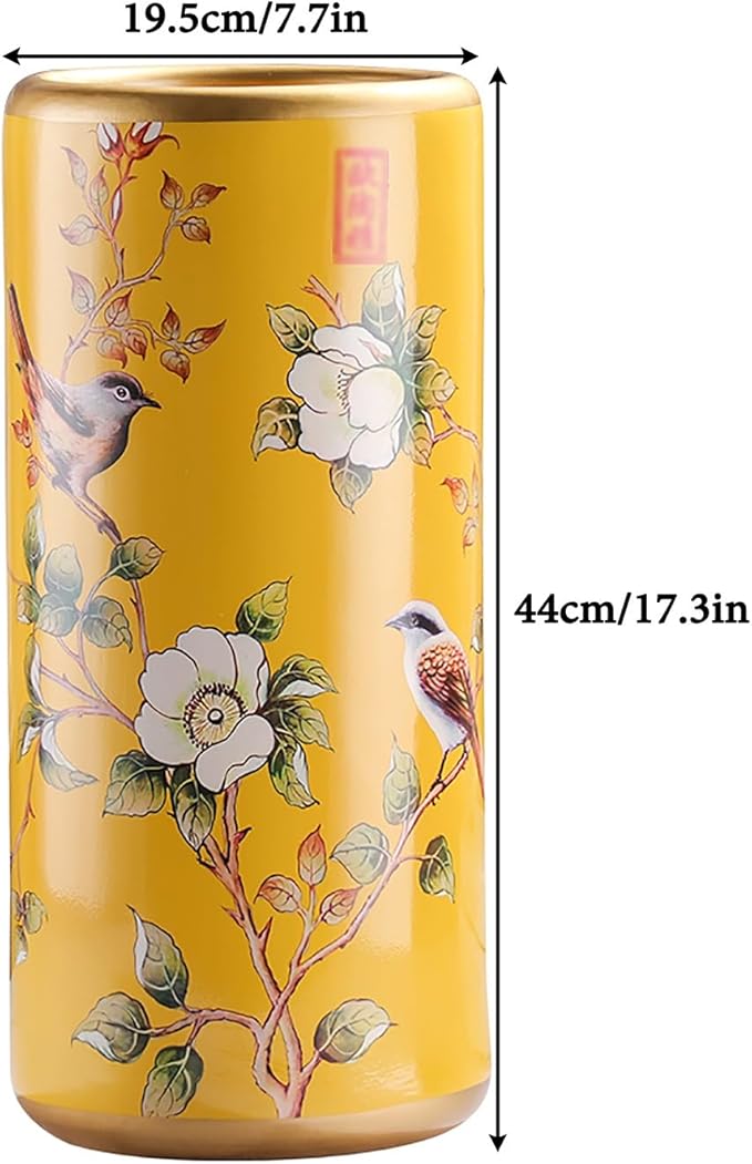 Ceramic Umbrella Stand Living Room Floor-Standing Freestanding Cane Chinese Umbrella Stand Multifunctional Painted Porcelain Vintage Ceramics Flower Vases for Home Office Entrance Indoor(A)