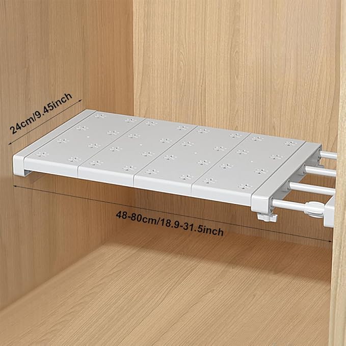 iayokocc Expandable Closet Tension Shelf Rod, Adjustable Metal Storage Rack,DIY Organizer Divider Separator for Cabinet Wardrobe Cupboard Kitchen Bathroom(Size:48-80cm)