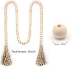 LSKYTOP 60 Inches Wood Bead Garland with Tassel,Farmhouse Rustic Prayer Boho Wooden Beads for Tiered Tray Coffee Table Mantel Decor (4Pack)