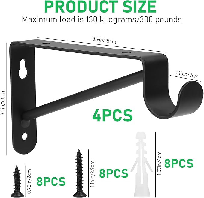 Small Shelf and Rod Brackets, 4 Pcs Closet Shelf & Rod Brackets Wall Mounted 5.9 inches, Heavy Duty Closet Shelf Bracket with Rod Holder, Closets Shelves Support Bracket with Screws