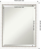 Amanti Art White Wall Mirror 22x18 Morgan White Silver Rectangle Bathroom Mirror for Wall Decor Living Room, Small Modern Wood Frame, Hangs Horizonally and Vertically, Bathroom Decor, Beveled Edge