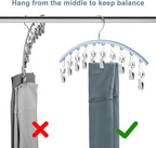 Legging Organizer for Closet, Metal Yoga Pants Hanger w/Rubber Coated 4 Pack w/10 Clips Hold 40 Leggings, Hangers Space Saving Hanging for Closet Organizers and Storage, Blue