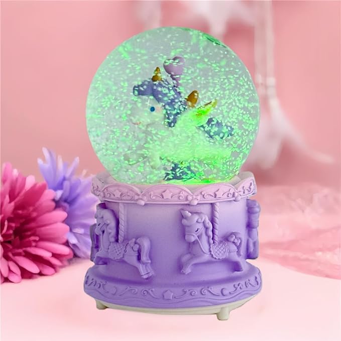 Unicorn Snow Globes,Kids Music Snowglobes with LED 7 Colors Lights,Automatic Snow Fall Effect,Home Decor for Children Room Essentials,Christmas or Birthday Gifts for 3-15 Year Old Girls