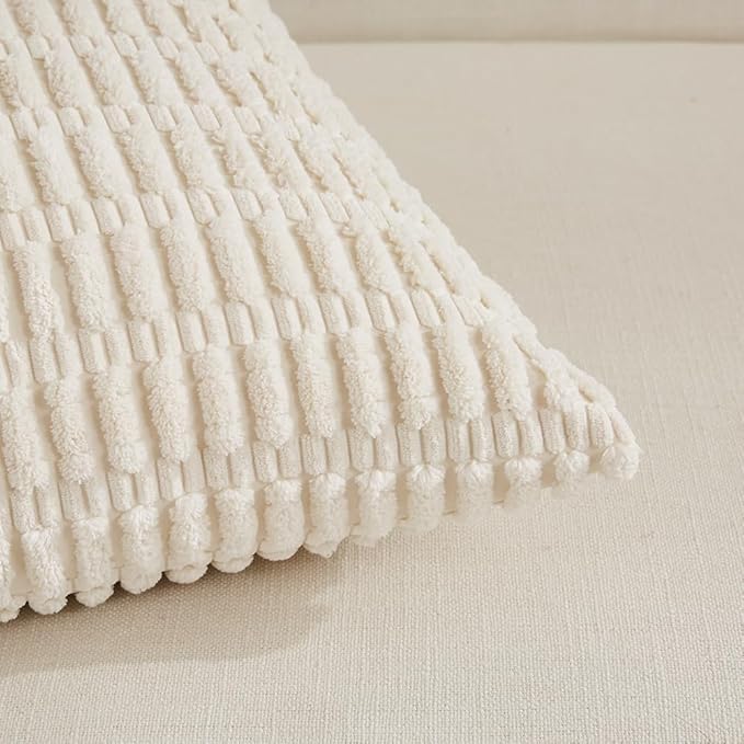 Fancy Homi 4 Packs Decorative Throw Pillow Covers for Living Room Couch Bed, Modern Farmhouse Boho Home Décor Accent Cushion Case, 24" x 12", Cream