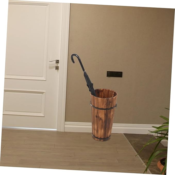 Cabilock Wooden Umbrella Stand for Entryway Rain Umbrella Storage Bucket Basket Outdoor Storage Rack for