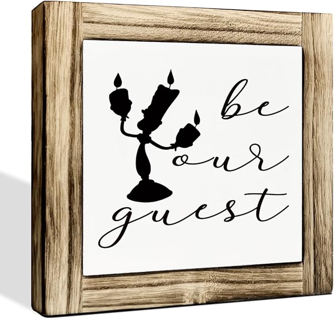 Home Decor Signs, Decorative Wooden Box Sign, Farmhouse Desk Sign Decor, Housewarming Decoration, Living Room Decors, Wedding Welcome Decors, Be Our Guest Signs, 5.9×5.9 inches