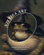 VIYYIEA Vintage Gold Framed Wall Art for Living Room,【Wizard Frog】-(16L x 12W)