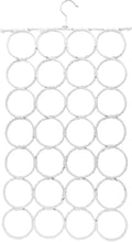 Super Z Outlet Foldable 28 Ring Hole Slots Space Saving Clothing Closet Hanger Scarf, Ties, Belts, Socks Organizer for Home Bedroom, Bathroom, Living Room (White)