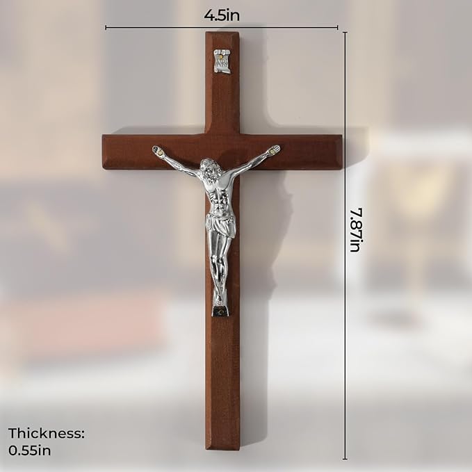 XIPENGKEJI Wooden Cross for Wall,Can be Used for Christian Wall Art,Jesus Cross Decorp-Perfect Decoration,Catholic Crucifix Home Decoration for Spiritual alvation,Christian Gifts-7.87Inch X 4.5Inch(Black)