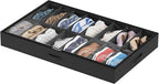 Lifewit Under Bed Shoe Storage Organizer 1 Pack(16 Pairs), 4.3" Tall Fabric Shoes Container Box, Foldable Closet Shoe Bag with 2 Reinforced Handles and Clear Cover, Black