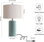 AIEAMPDO 23" Set of 2 Modern Ceramic Table Lamps for Living Room | Nightstand Lamps For Living Room Bedroom Entryway, Office And Study Room, 2 LED Bulbs Included