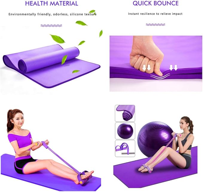 Thickened Explosion-Proof Yoga Ball Edging Yoga mat Set, Yoga Starter kit, Non-Slip Fitness mat, Eight-Piece Suit, Yoga Exercise Professional Set