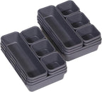 Set of 16 Interlocking Desk Drawer Organizer Tray Dividers Plastic Shallow Narrow Drawers Organizers Separators and Storage Bins Container for Kitchen Bathroom Makeup Office Vanity Bedroom Dresser