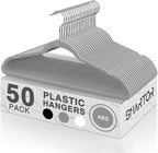 SMARTOR Plastic Hangers 50 Pack, Thin Hangers with 360° Swivel Hook, Non-Velvet Hanger Heavy Duty Clothes Holders for Closet - Durable Adult Hanger, Space Saving Hangars - Gray