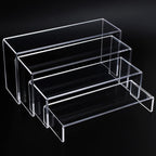 ELEGANTLIFE Acrylic Display Risers Set of 4, 4-Level Tiered Display Stands for Cupcakes, Small Figures & Jewelry, Compact Countertop Display Shelf, Multiple Colors Available (Clear)