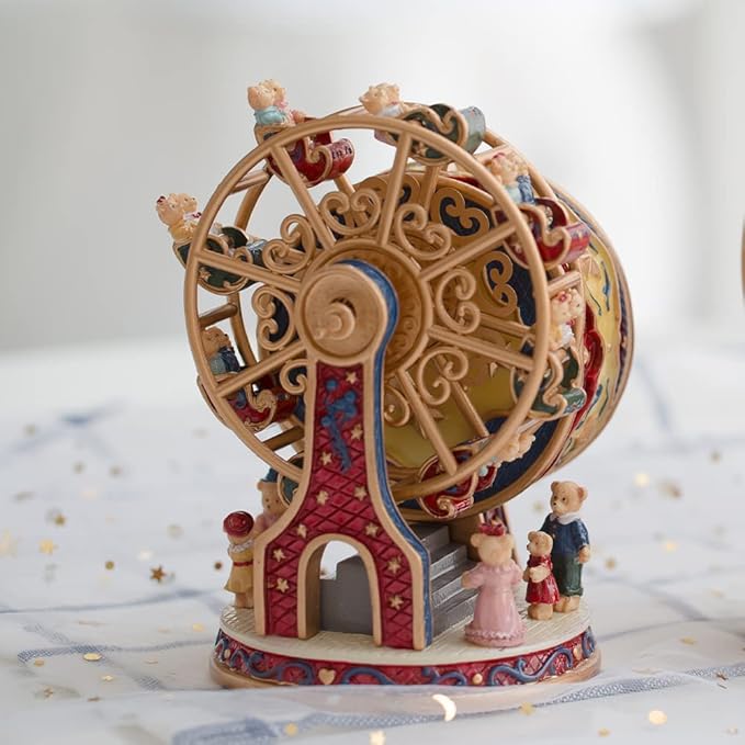 LOVE FOR YOU Gift Wrapped Music Box Bear Ferris Wheel Musical Decoration for Girls and Kids Sister Son Daughter Mom Granddaughter Grandma Niece Women Christmas Birthday Presents Gifts