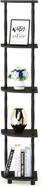 Furinno Turn-N-Tube 5 Tier Corner Display Rack Multipurpose Shelving Unit with Classic Tubes, Espresso/Black (18035EX/BK)