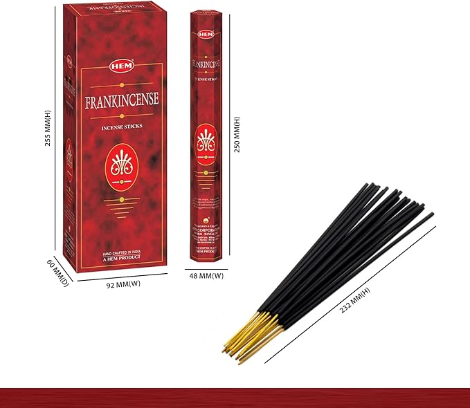 Frankincense - Box of Six 20 Sticks Tubes, 120 Sticks Total - HEM Incense From India