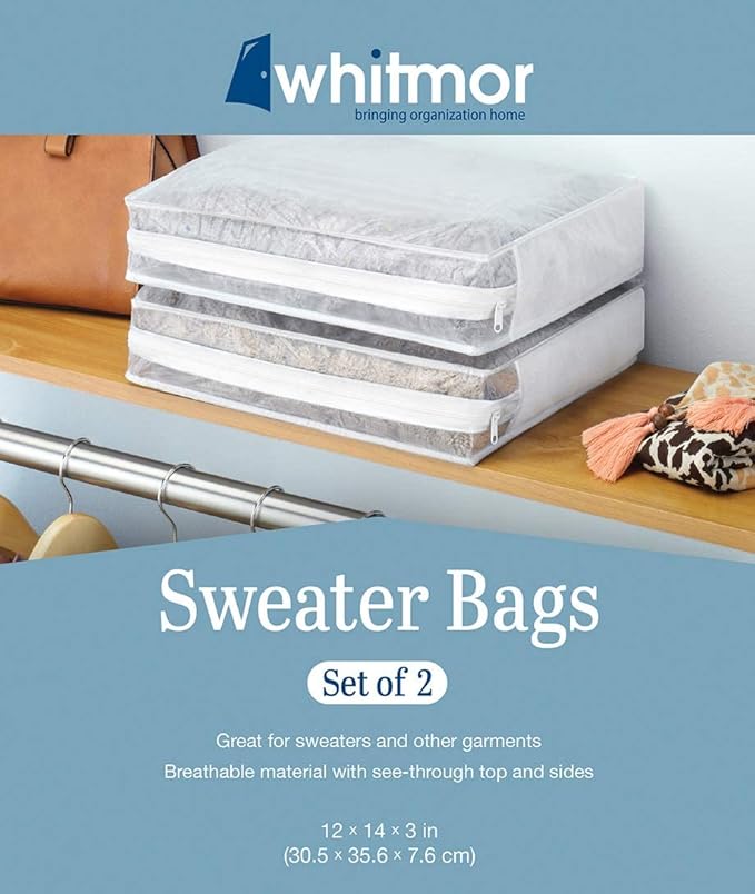 Whitmor Set of 2 Sweater Bag, White, 2 Count (Pack of 2)